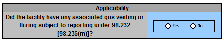 Image of applicability table for 2016-2023 Associated Natural Gas Venting and Flaring